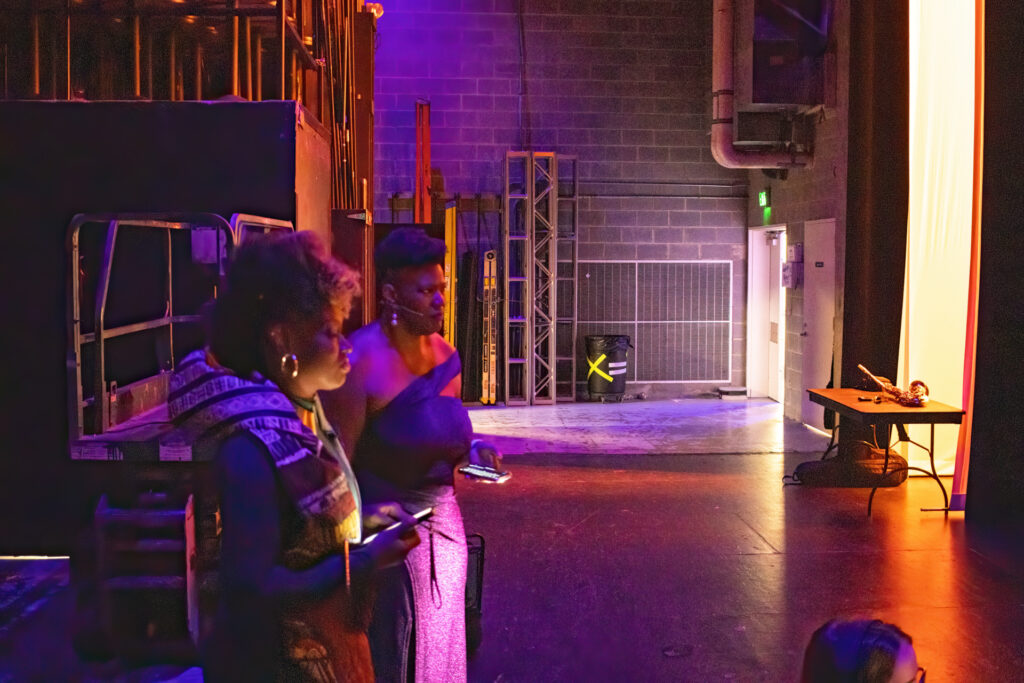 The stage before curtain at A Night of Artistic Renewal