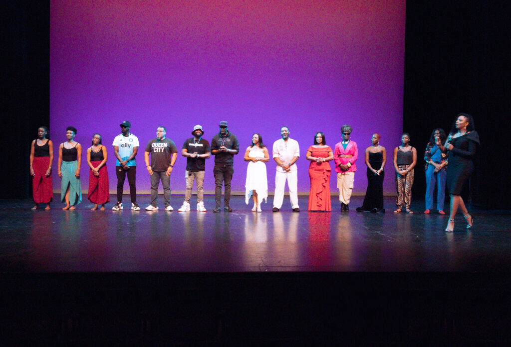 The full company on stage at A Night of Artistic Renewal