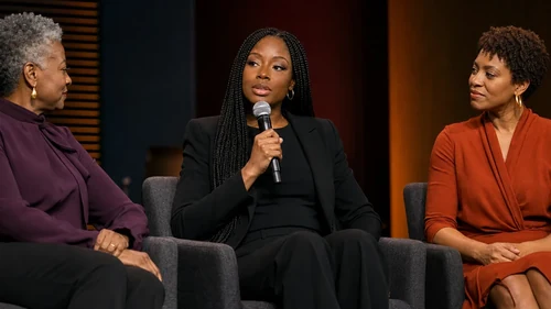 Linda Orji contributing confidently to a professional conference panel