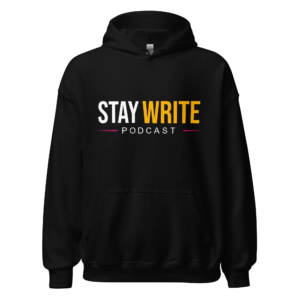 Stay Write Signature Unisex Black Hoodie, front view