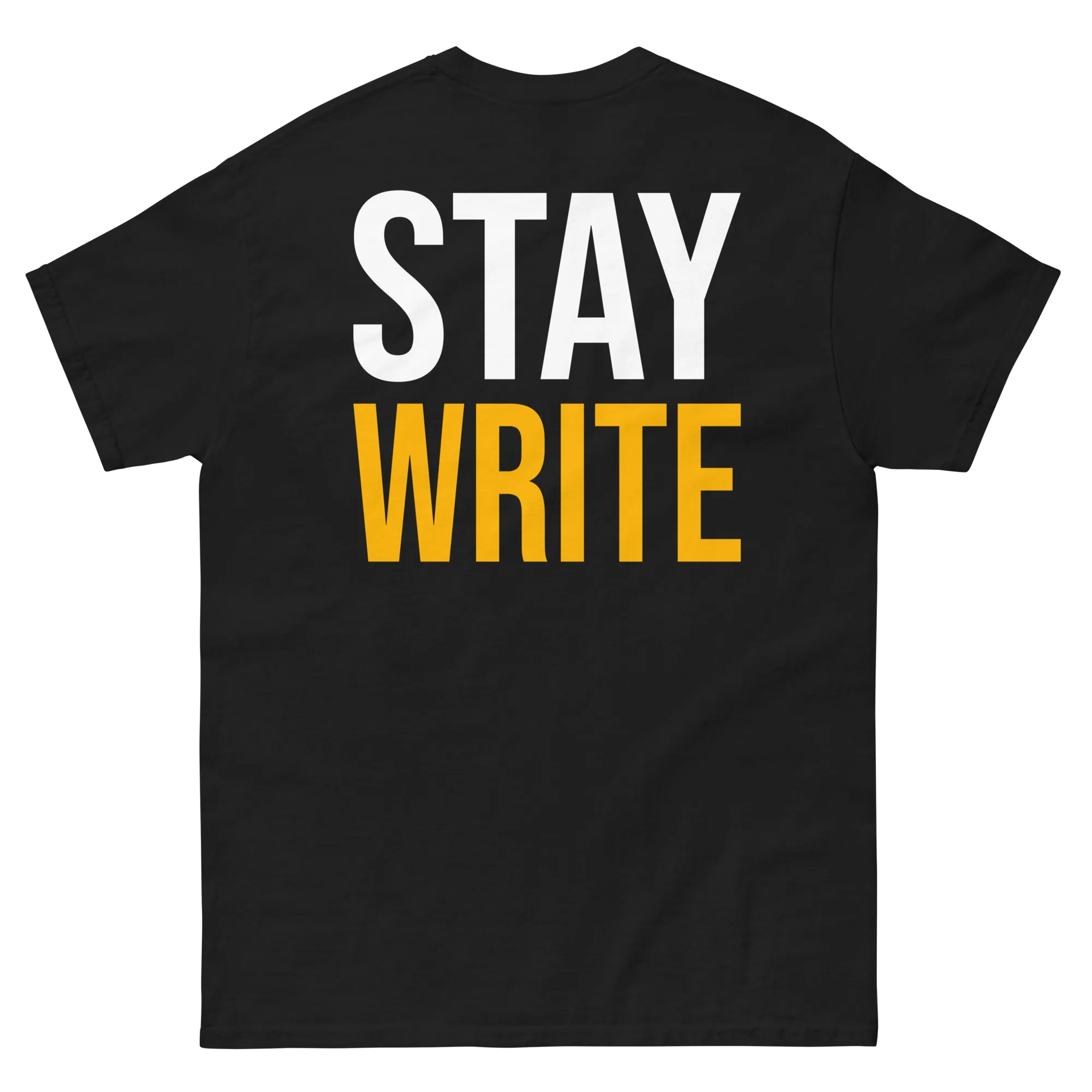 Stay Write Signature Unisex Black Tee Back View