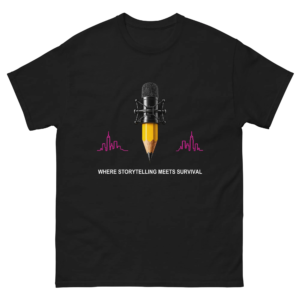 Stay Write Signature Unisex Black Tee, front view