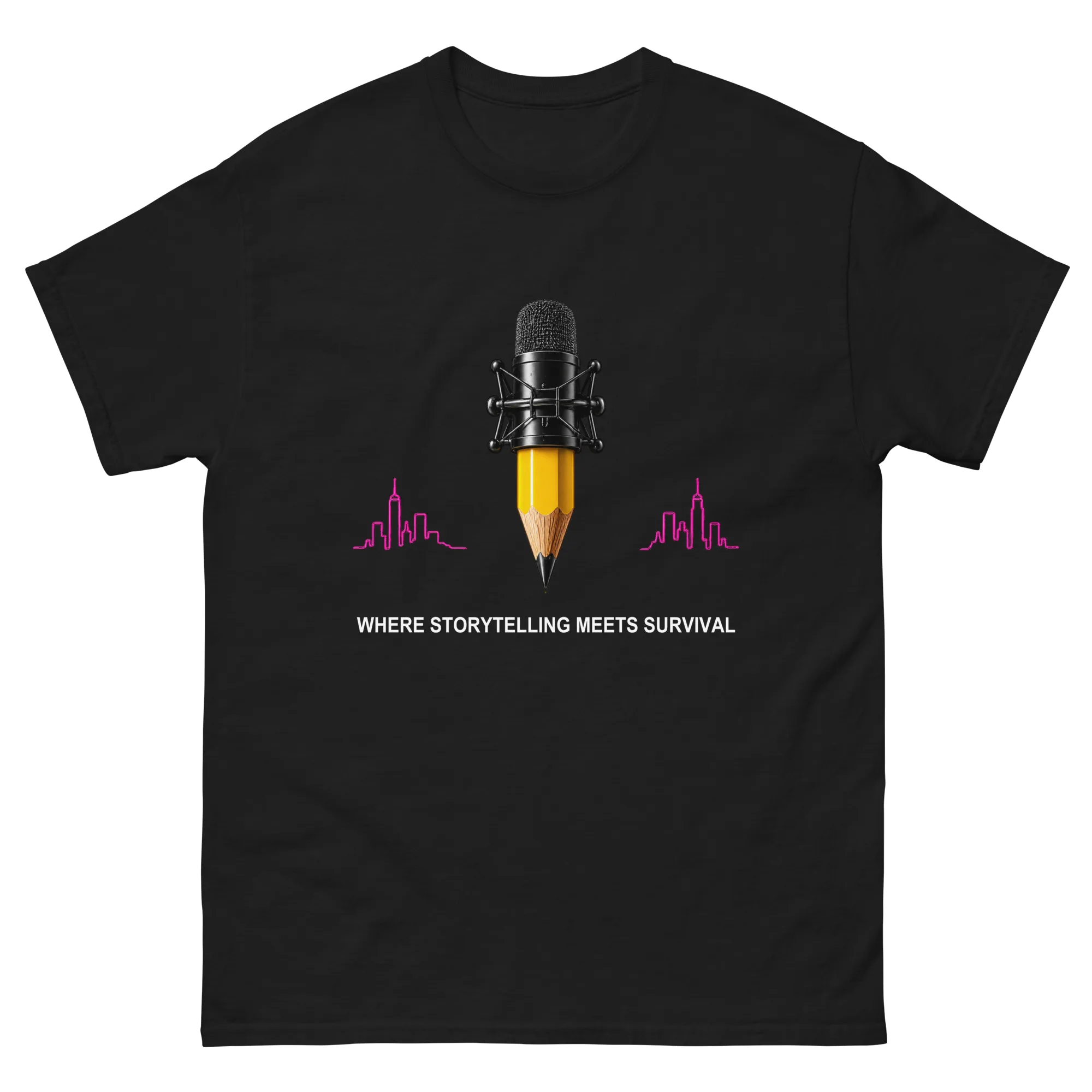 Stay Write Signature Unisex Black Tee, front view