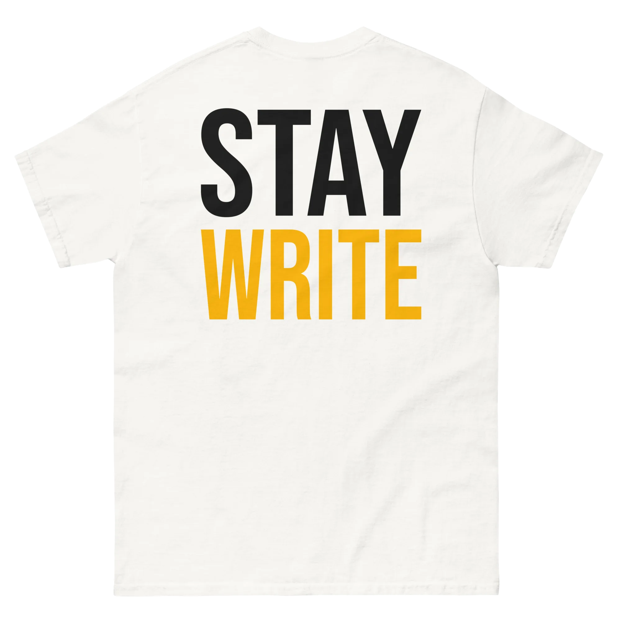 Stay Write Signature Unisex White Tee Back View