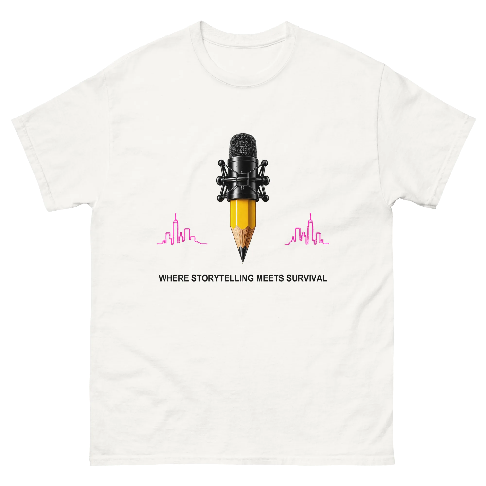 Stay Write Signature Unisex White Tee, front view