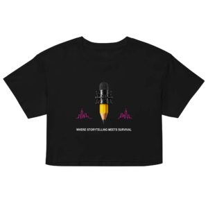 Stay Write Signature Women’s Black Crop Tee, front view