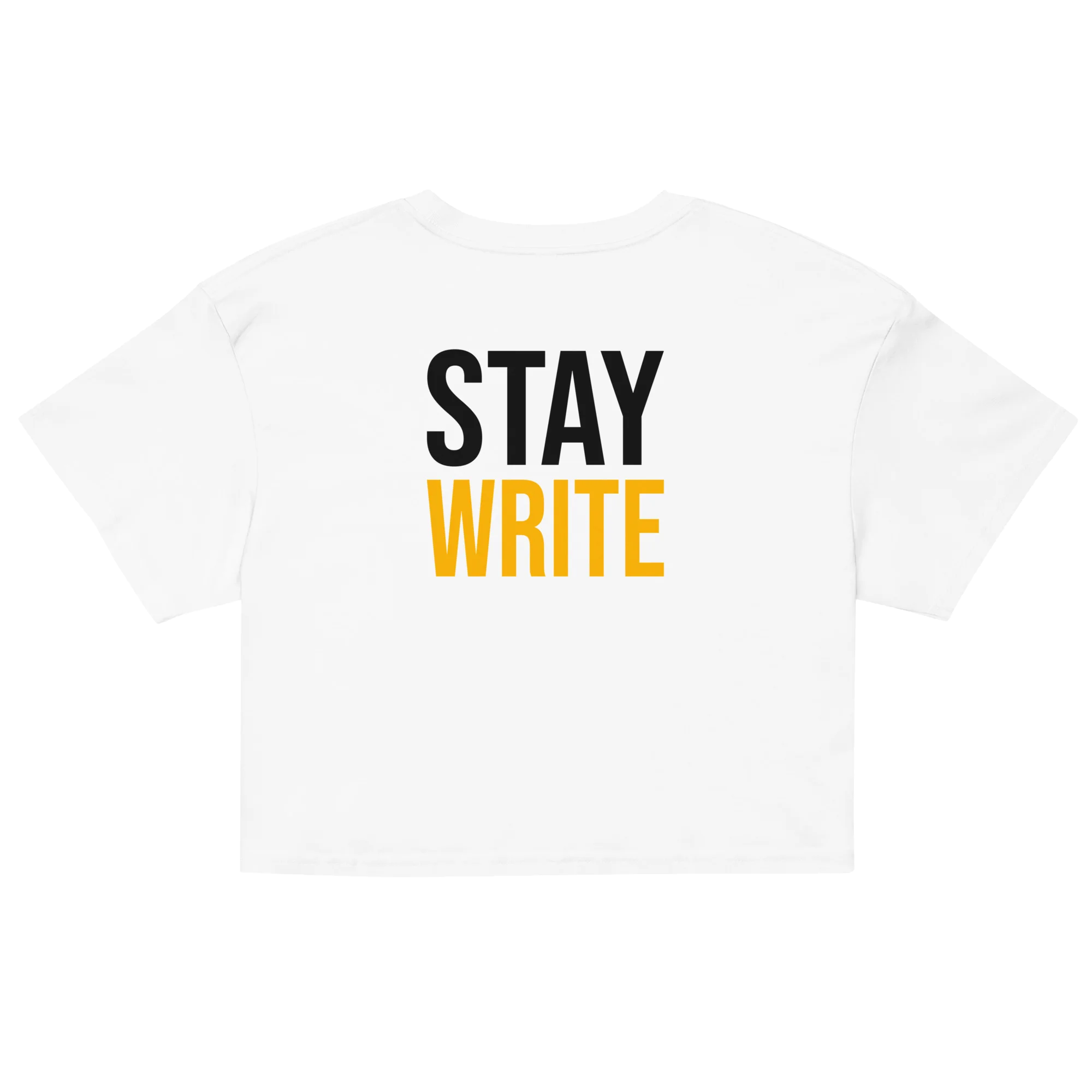 Stay Write Signature Women's White Crop Tee Back View